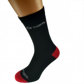 Black Heart Design Woven Wedding Socks - Groom