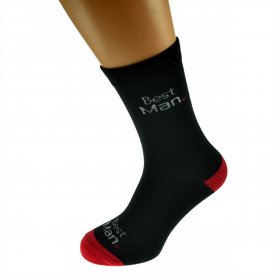 Black Heart Design Woven Wedding Socks - Best Man