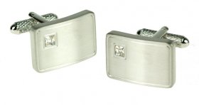 Cufflinks - Rhodium With Crystal