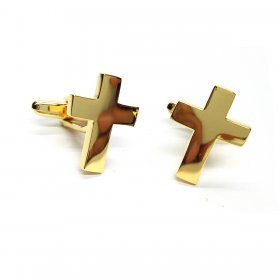 Cufflinks - Christian Cross Gold Plated