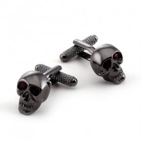 Cufflinks - Skull with Red Crystal Eyes