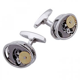 Cufflinks - Gears Oval Rhodium