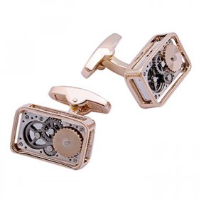 Cufflinks - Gears Rectangular Rose Gold