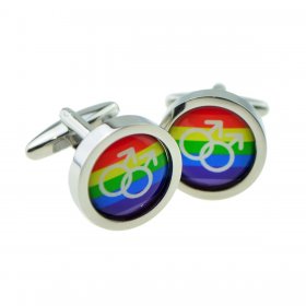Cufflinks - Same Sex Male Sign Rainbow