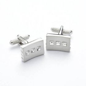 Cufflinks - Swarovski Crystals Clear with Edged Crystals