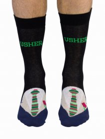 Cockney Spaniel Pair Black Usher Socks (UK 6-11) 