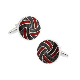 Cufflinks - Black & Red Enamel Round