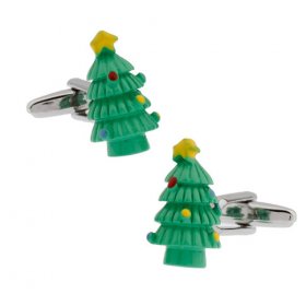 Cufflinks - Christmas Tree Green
