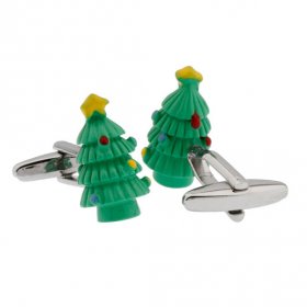 Cufflinks - Christmas Tree Green