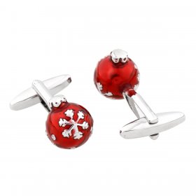 Cufflinks - Christmas Decoration Red & White Snowflake