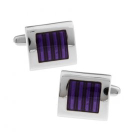 Cufflinks - Purple & Black French Stripes