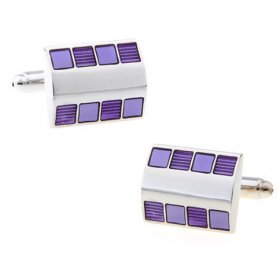 Cufflinks - Purple Enamel Checkers Square