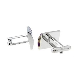 Cufflinks - Purple Enamel Checkers Square