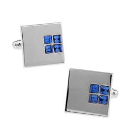 Cufflinks - Blue Crystal Polished Square