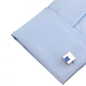 Cufflinks - Blue Crystal Polished Square