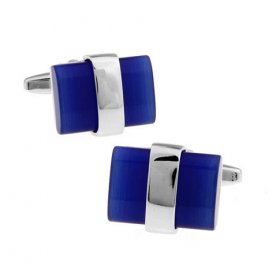 Cufflinks - Silver Wrapped Blue Stone