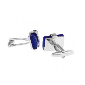 Cufflinks - Silver Wrapped Blue Stone