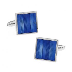 Cufflinks - Blue Stripes Textured Square