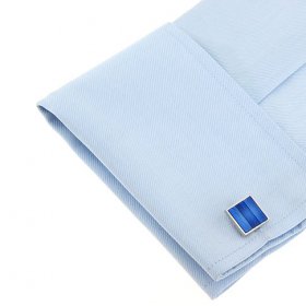 Cufflinks - Blue Stripes Textured Square