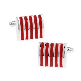 Cufflinks - Red Enamel Striped