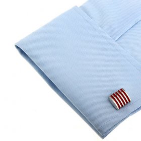 Cufflinks - Red Enamel Striped