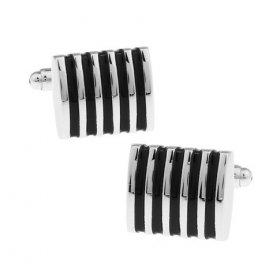 Cufflinks - Black Enamel Striped