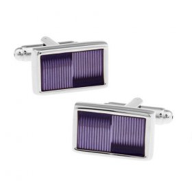 Cufflinks - Purple Ribbed Rectangle