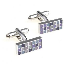 Cufflinks - Purple Mosaic Checker Board