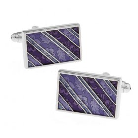 Cufflinks - Purple Damask Rectangle