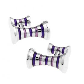 Cufflinks - Silver Purple Double Side Spiral Dumbbell