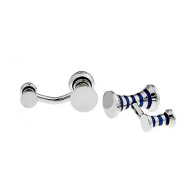 Cufflinks - Silver Blue Double Side Spiral Dumbbell