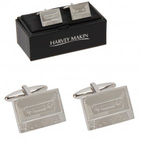 Rhodium Cufflinks - Cassette Tape