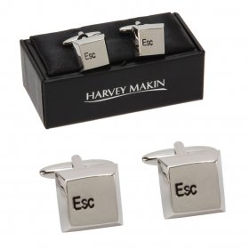 Rhodium Cufflinks - Computer Key Esc