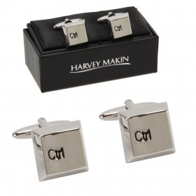 Rhodium Cufflinks Computer Key Ctrl