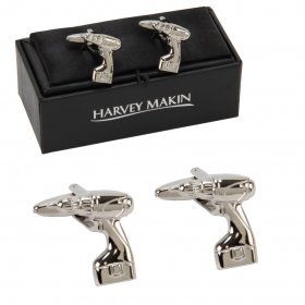 Rhodium Cufflinks - Drill