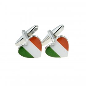 Cufflinks - Irish Tricolour Flag Heart