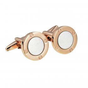 Cufflinks - Rose Gold and Brushed Silver Two Tone Porthole Sytle