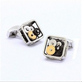 Cufflinks - Gears Square Rhodium