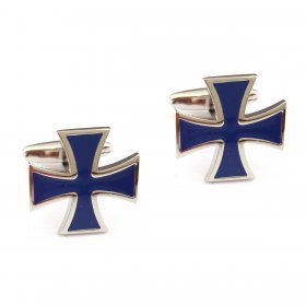 Cufflinks - Blue Maltese Cross Crusader Style
