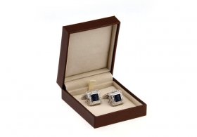 Classic Brown Cufflink Box with Cream Insert