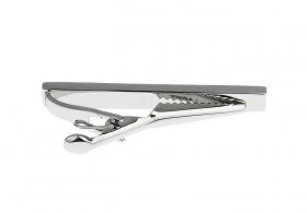  Tie Bar - Silver with Black Enamel Detail 50mm