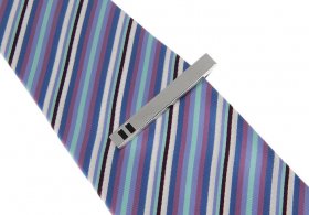  Tie Bar - Silver with Black Enamel Detail 50mm