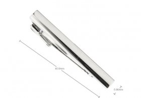  Tie Bar - Plain Silver Rounded 55mm