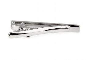  Tie Bar - Plain Silver Rounded 55mm