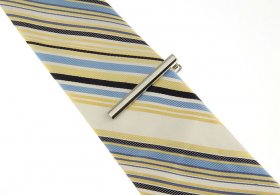  Tie Bar - Plain Silver Rounded 55mm
