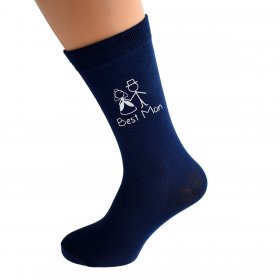 Wedding Socks  Navy Cartoon  - Best Man