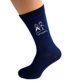 Wedding Socks  Navy Cartoon  - Groom