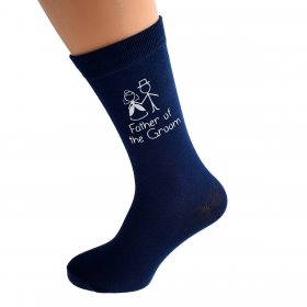 Wedding Socks  Navy Cartoon  - Father of the Groom