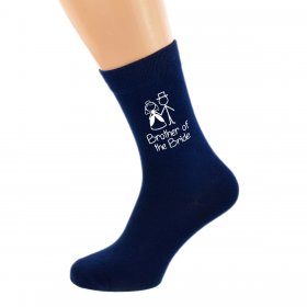 Wedding Socks  Navy Cartoon  - Brother of the Bride