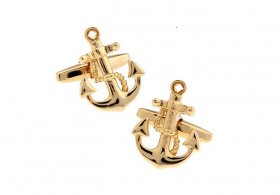 Cufflinks - Anchor and Chain Gold